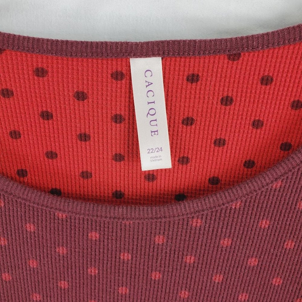 Cacique Polka Dot Thermal Sleep Shirt Nightie 22 24 Fall Colors - Picture 2 of 3